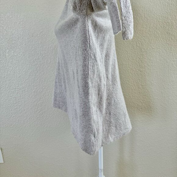 Mustard Seed Gray Thin Knit Sweater Size Medium Oversized Pullover Top Tie Arms - Picture 9 of 12